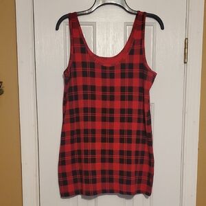 No Boundaries Red and Black Plaid Tank Top